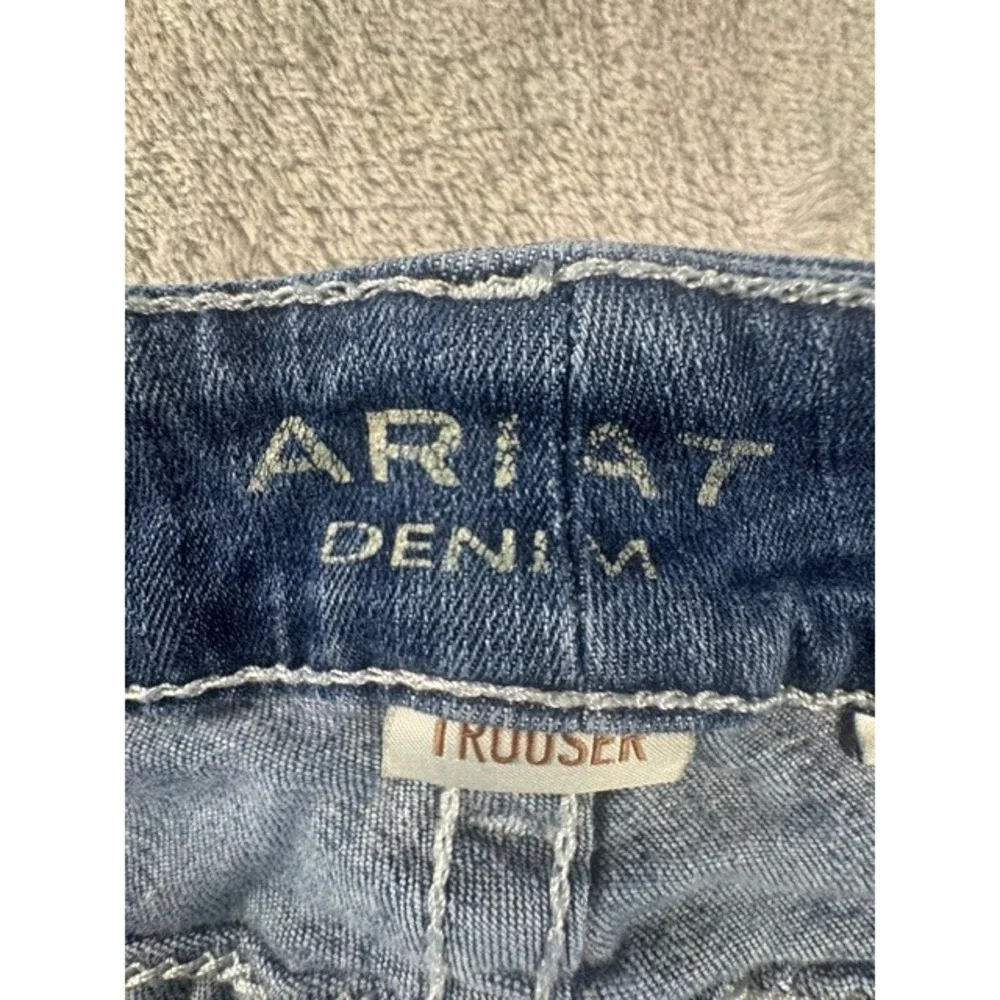 Ariat Denim Trouser Womens 16WL Blue Jeans Wide Leg Mid Rise Contrast Stitch